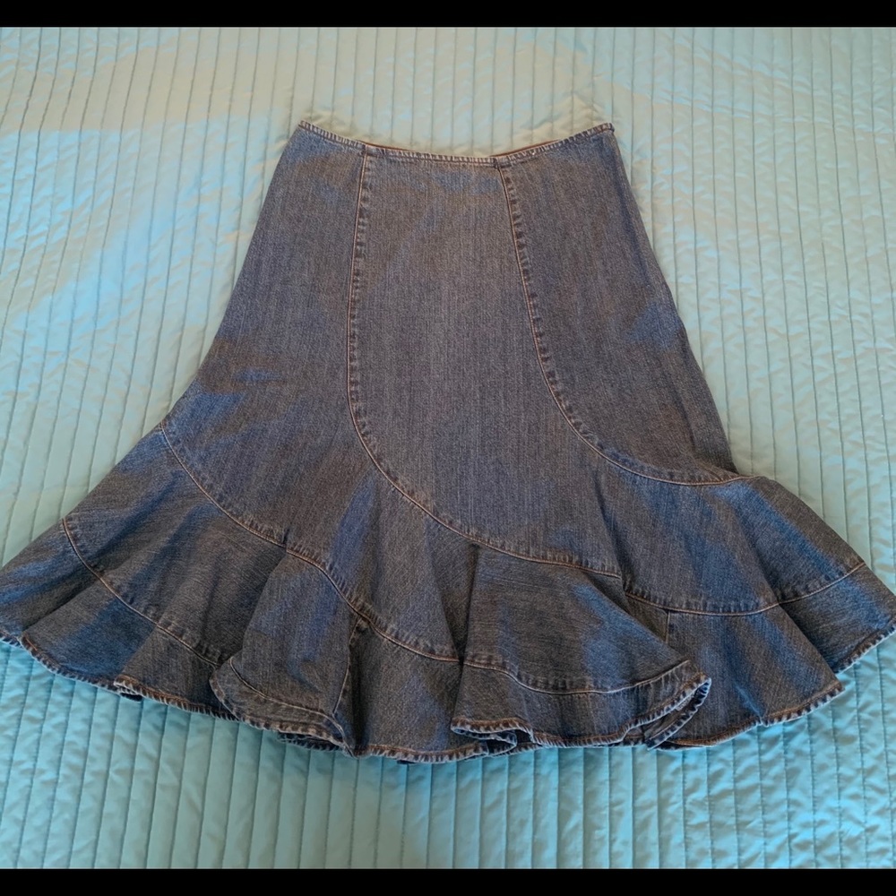 DNKY ruffled jeans skirt